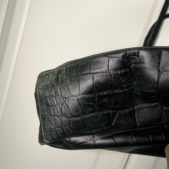 Vintage Michael Rome Made in Italy Croc Embossed Leather Tote Bag - Picture 11 of 13